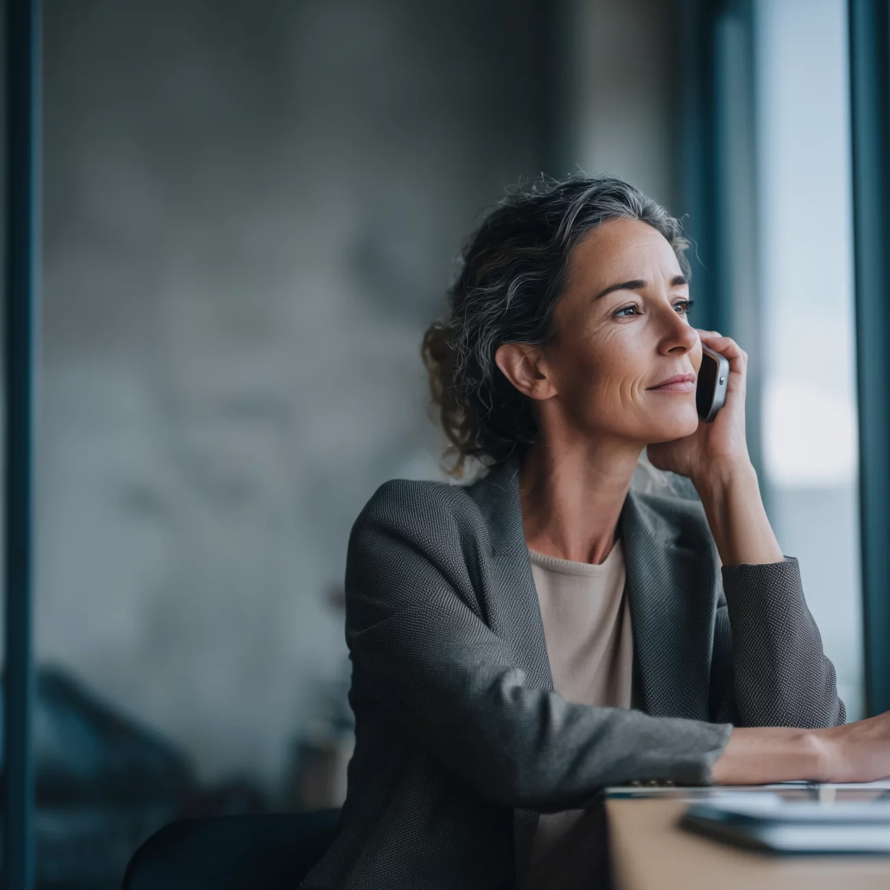Manager échangeant avec un appui confidentiel dans un bureau calme.
