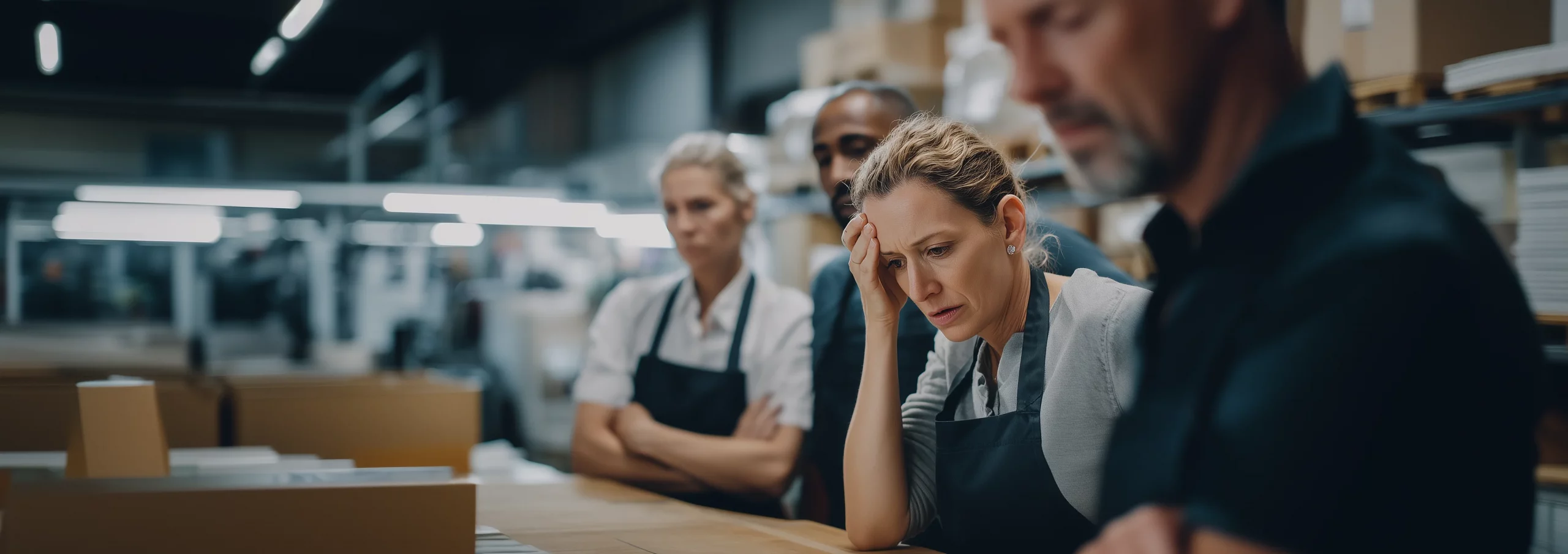 Équipe en entreprise confrontée à un irritant TMS ou RPS identifié avant qu’il ne s’aggrave.