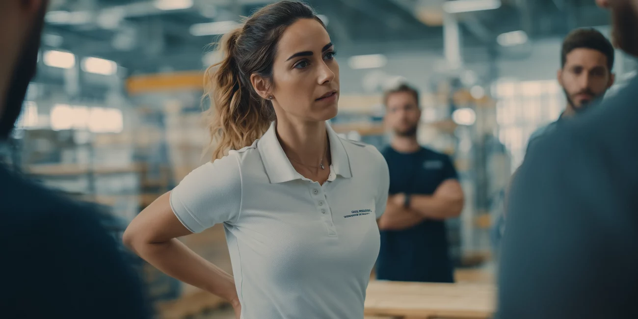 Praticienne PoB corrigeant une posture de travail sur un poste réel après signalement de douleurs.